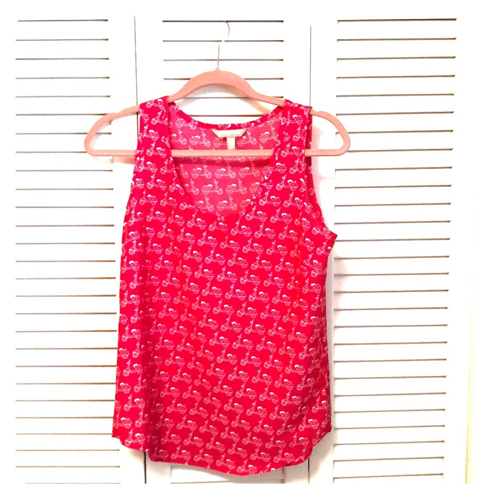 Bright pink Banana Republic scooter print tank top